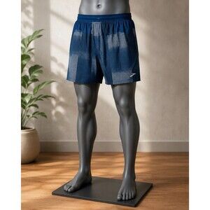 Brooks Men's XL Blue/Gray Colorblock Mesh Running Shorts Breathable Drawstring